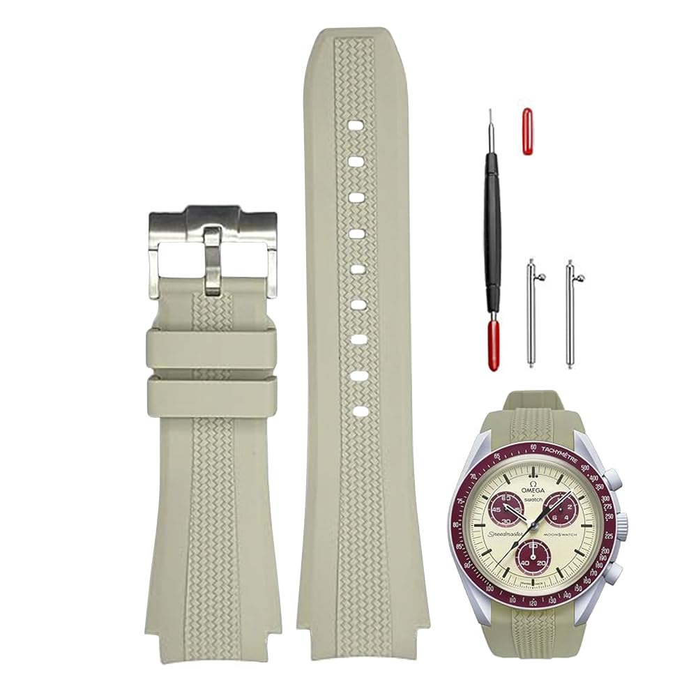 Sibehill 20mm Replacement Silicone Watch Band for Omega and X, Swatch, MoonSwatch, Speedmaster.