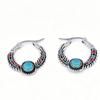 Inlaid Retro Green Turquoise Earrings - European and American Style