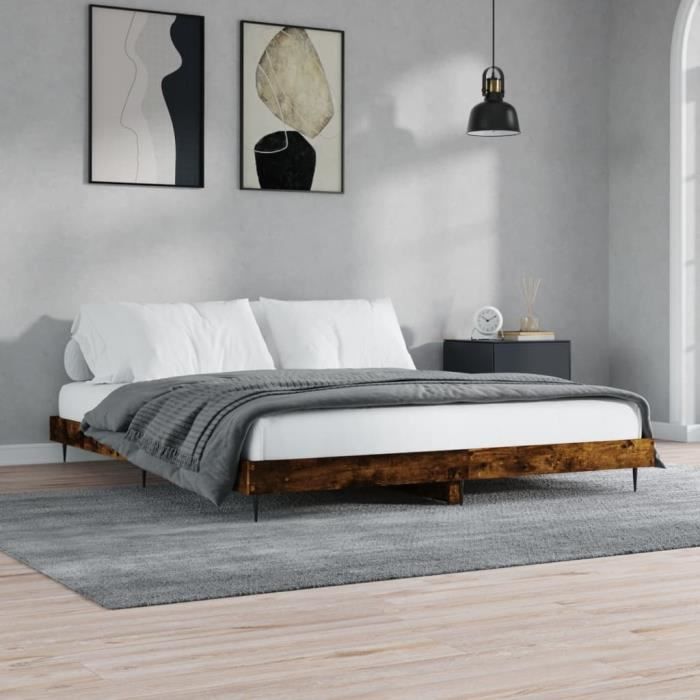 VidaXL Cadre de lit chêne fumé 120x200 cm bois d'ingénierie 832258