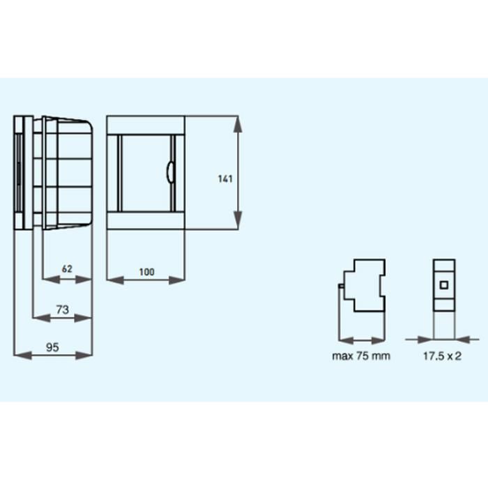Tableau nu encastrable 2 modules Panasonic porte opaque