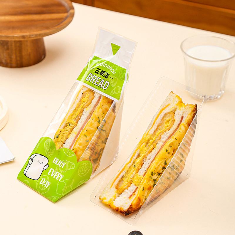 100Pcs Sandwich Plastic Packaging Transparent Triangle Bags For Bread Butty Bags Birthday Party Decoration Treat