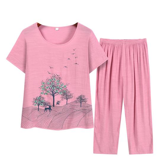 Set 2 bucăți/set pantaloni de top pentru femei, cu gâtul rotund, pulover, pantaloni lungi, cu crotch adânc, imprimeu cu flori