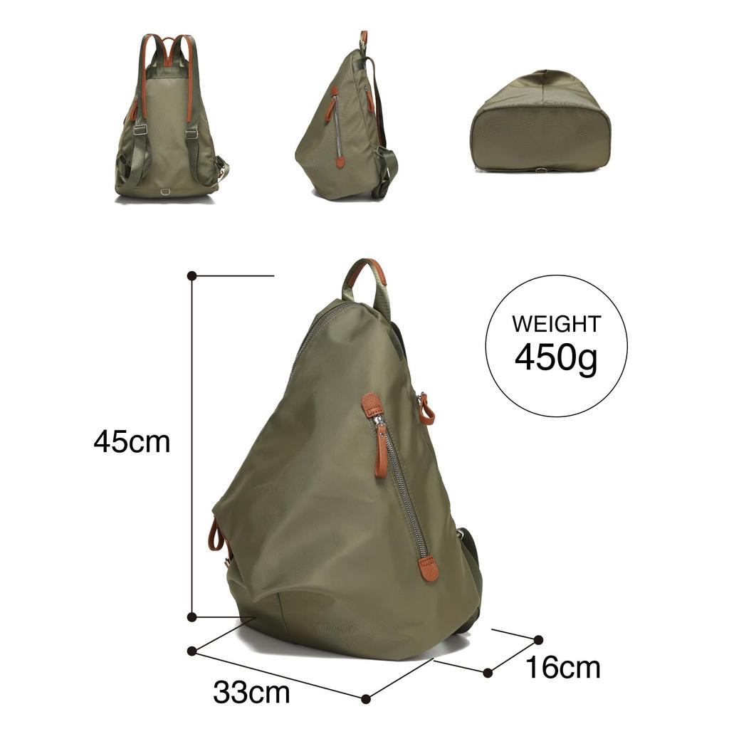 QUAY Nylon Backpack with Water-Repellent Genuine Leather Zipper, Women's Backpack, Mother's Day Backpack, Lightweight, Water-Repellent, Simple