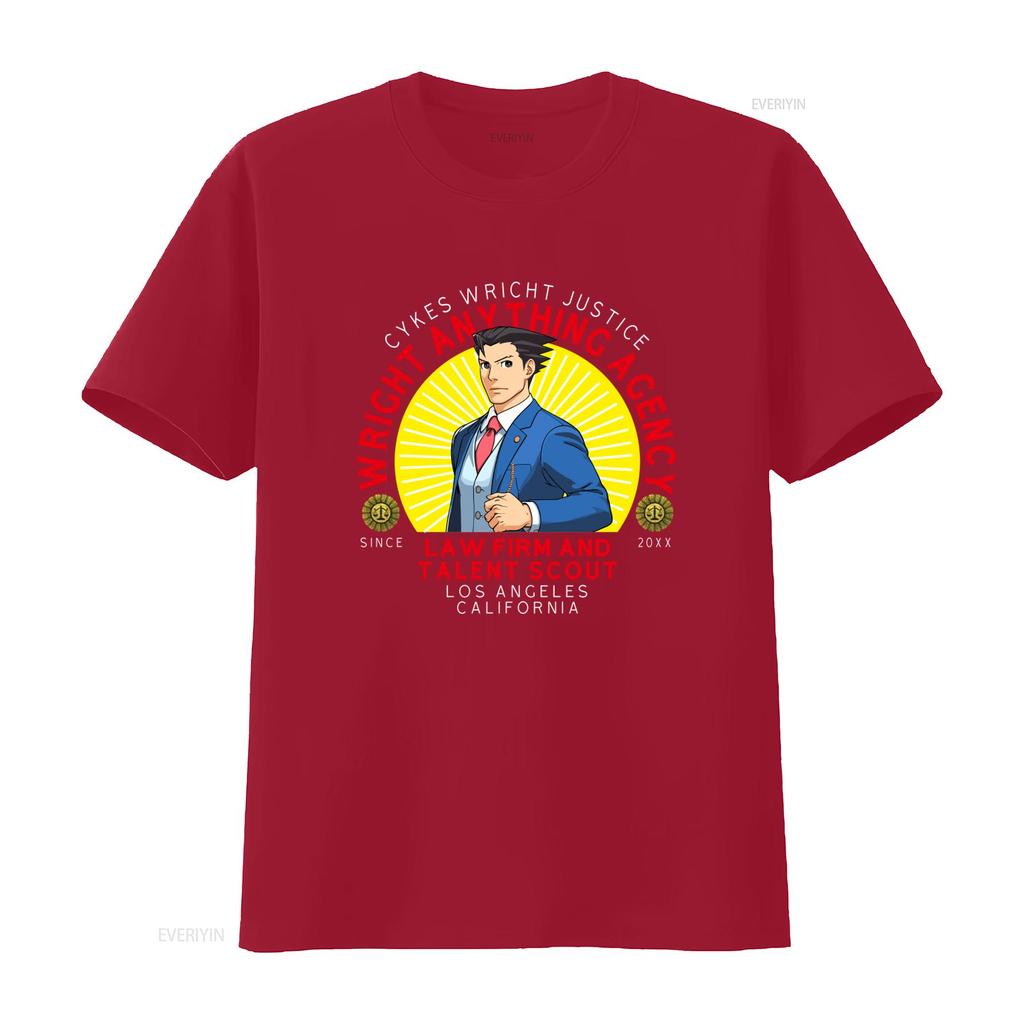 Ace Attorney Wright Anything Agency Navy T Shirt for Adult Los Angeles California Law Firm Design vintage Washed Unisex