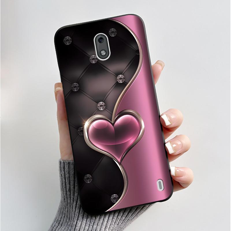 Printing Pattern Case For Nokia 2 / Nokia 2.2 / Nokia 2.1 Fundas Soft Silicone Black Shell Cover Cute Flower Cartoon Casing Capa