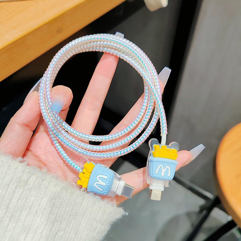 Hello Kitty Ochranný kryt na nabíjecí a datový kabel pro Apple iPhone 18/20W nabíjecí chránič proti zlomení, sada navíječů datového kabelu
