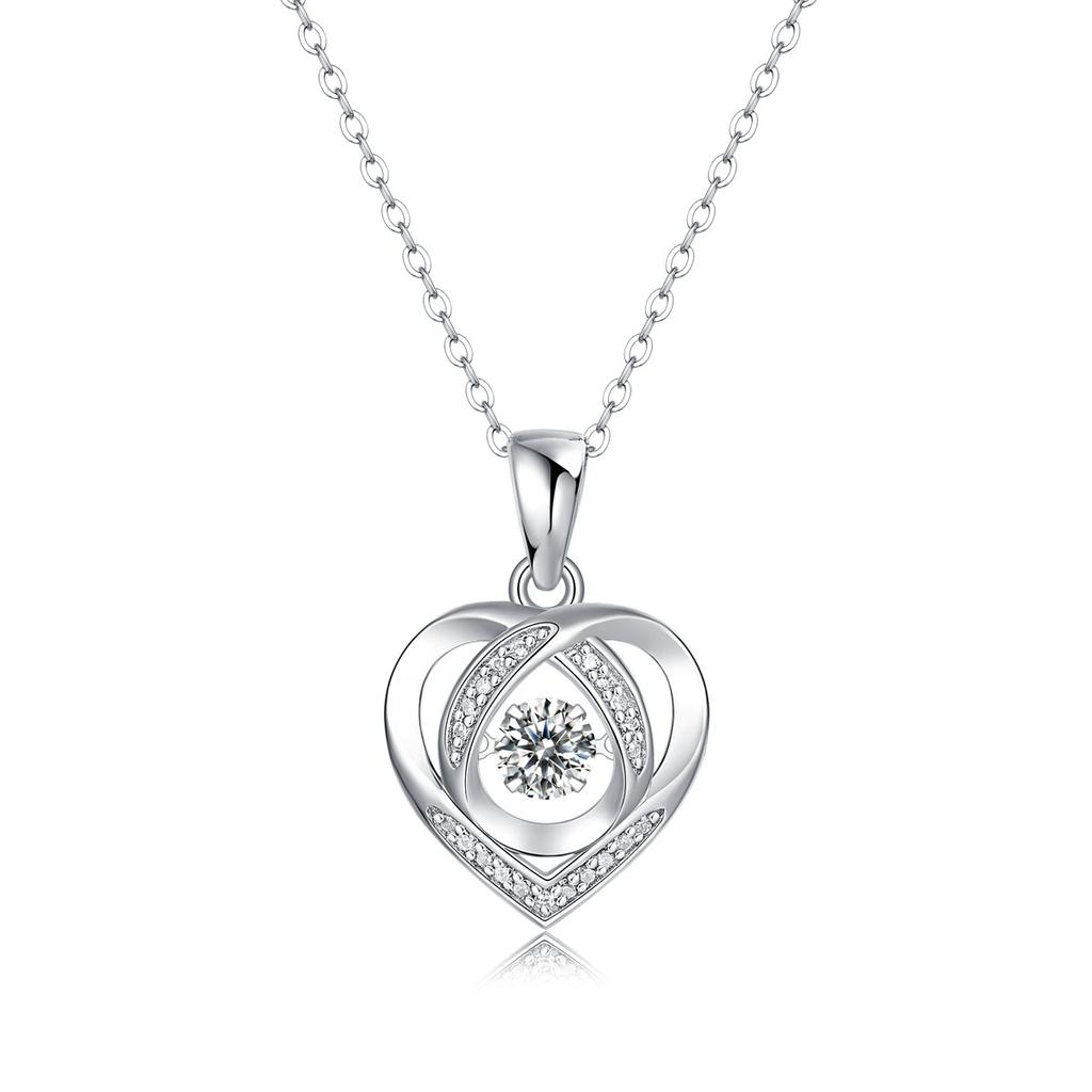 Bague Ringen S925 Silver Inlaid with 0.5ct Monmulberry Heart Pendant In the Heart of Your New Clavicular Chain