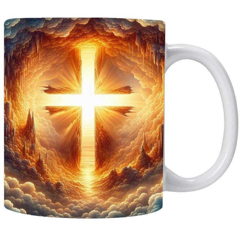 

3D Cross Ceramic Coffee Mug Tea Mug New Hope Sunshine 301-400ml