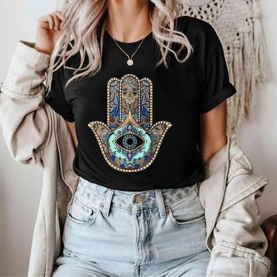 T-shirt Mano di Hamsa Occhio Maligno, Mano di Fatima, Maglietta Spirituale