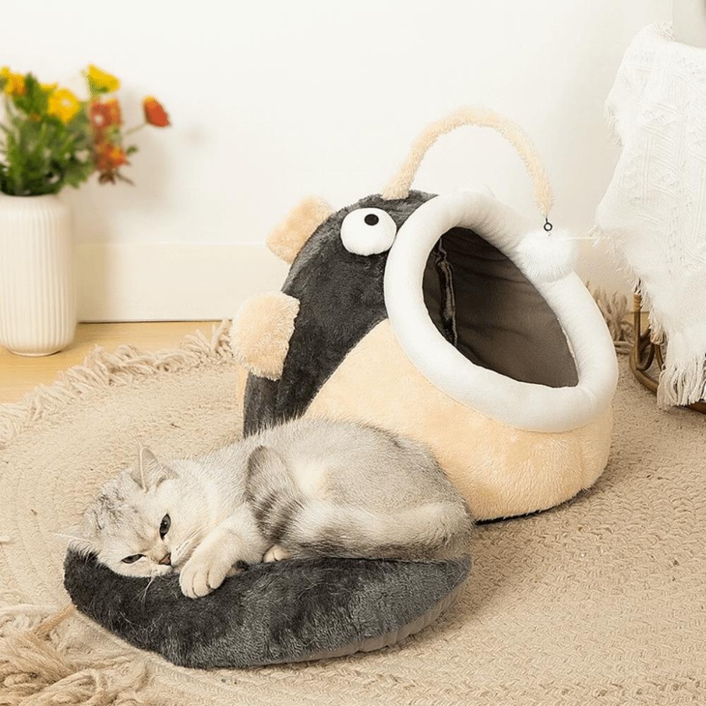 Warm Lantern Fish Cat Bed Cozy Cat House Tent Removable Pet Sleeping Bed Deep Sleep