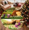 Masha and The Bear Pattern Round Rug, Indoor/Outdoor Mat, for Picnic, Gameroom, Bedroom, Office, Living Room, Home Decor Carpet, Birthday Gift