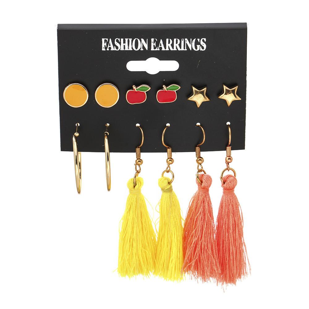 

Sparkling Apple Tassel Earrings Elegant Alloy Simple Style Perfect Gift Jewelry