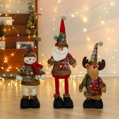 Christmas Retractable Doll Store Window Display Santa Claus Snowman Standing Doll Christmas Gift Ornaments