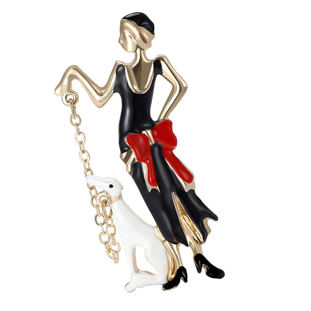 Multipurpose Fun Sophisticated Walking Girl Brooch Elegant Designs Portable Fashion Accessory for Performers Daily Outfits