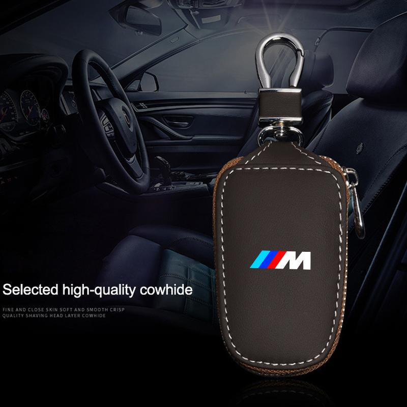 New Luxury Leather Car Remote Key Case Cover Keychain Protector Bag for BMW M Performance E30 E34 E36 F21 F30 F35 M3 M5 X1 X3 nlcr46
