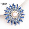 Rhinestone Floral Badge Retro Sunflower Brooch Pin, Lapel Pin with Faux Bag Accessory Pearl, Metal Flower for Women, Clothing Accessories Daily Wear