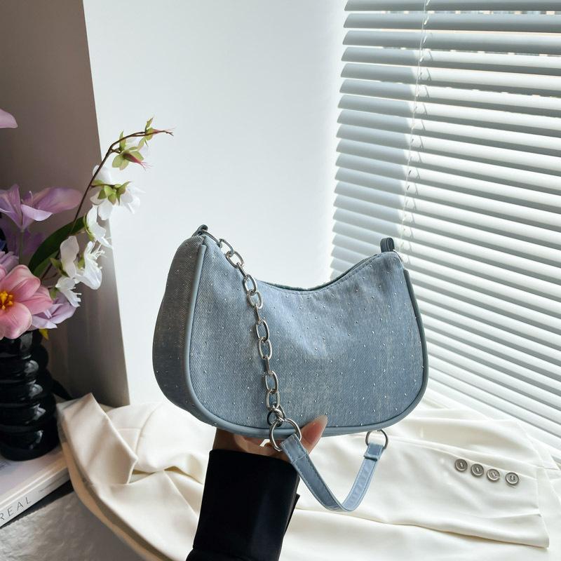 Premium Bag Women's New Trendy Denim Chain Armpit Bag Fashionable Retro Shoulder Dumpling Bag