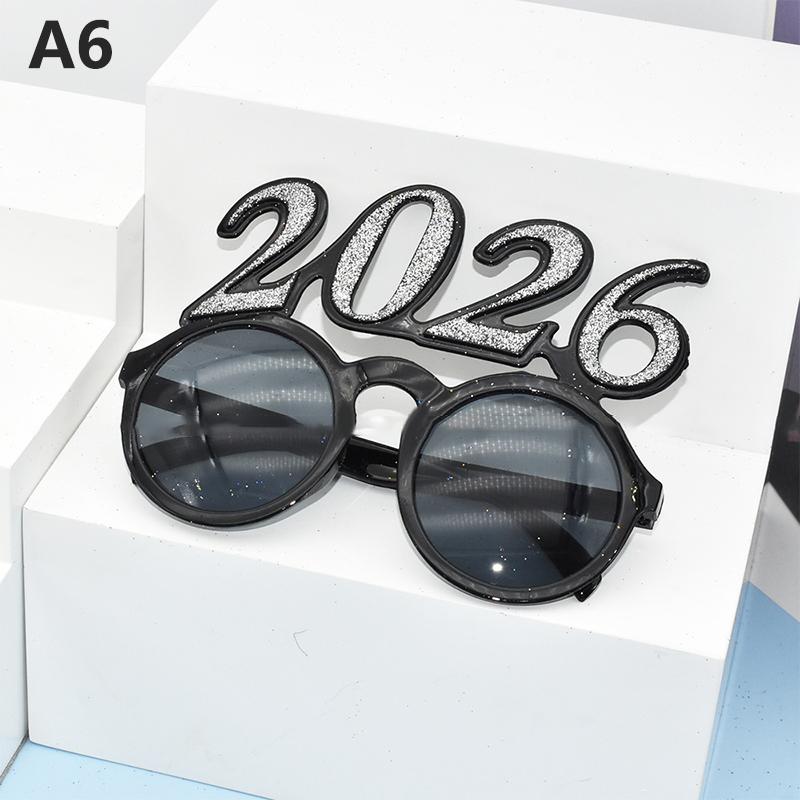 Occhiali da Vista Numero 2026 Occhiali Buon Anno 2026 Occhiali da Sole Glitter Diamante Oggetto di Scena Cosplay Decorazione Festa di Natale Occhiali Divertenti