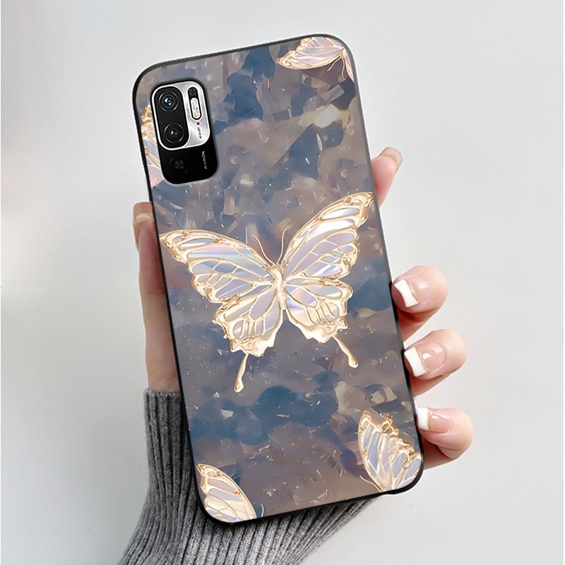 Luxury Fashion Butterfly Flower Case For Redmi Note 10 10T JE Phone Case For Xiaomi Redmi Note10T JE Soft Silicone Cover Casing