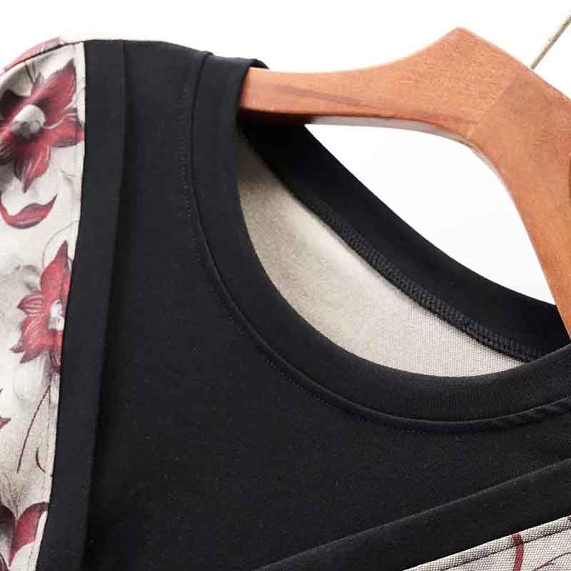Sweatshirt for Women Cotton Oversize Fake Two Pieces Loose Round Neck Casual Pullover Long Sleeve Top Sweatshirt