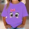 Teen Girl Clothes Pink Bow Cat Girl T-Shirt Summer Fashion Crew Neck Junior Girls' Clothing Short Sleeve Outdoor Children Top