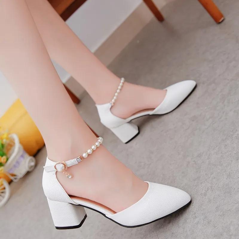 Women's Shoes   Buckle Strap Women's High Heels Fashion String Bead Office and Career New Best Seller Closed Toe Sandals