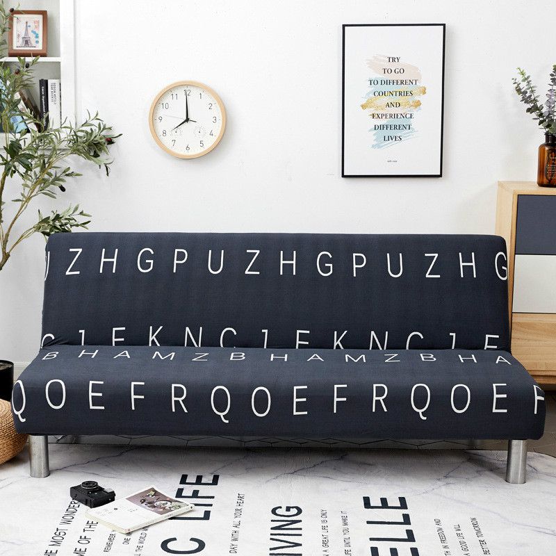 

Slipcover Printed Without Armrest Sofa Bed Cover Elastic Protector Cover Couch Letter,M