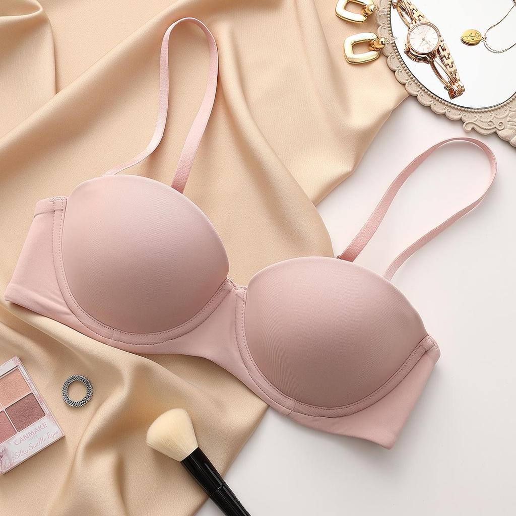 Damen trägerloser BH: Sexy, Glatt, Verstellbar, Weicher Bügel, Halbschalen-Design für kleine Brust.