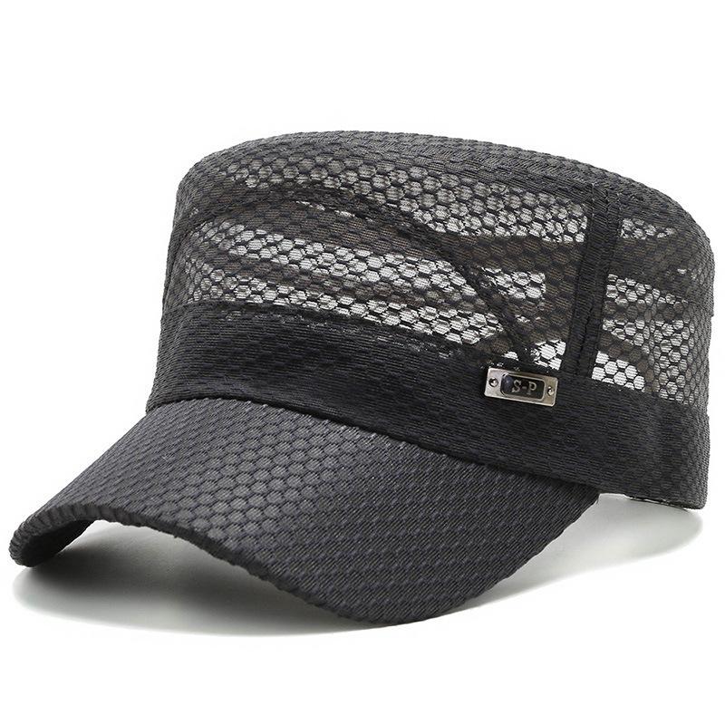 Flat Top Hat Male Middle-Aged Comfortable Breathable Cool Hat Mesh Hat Sun Hat Mesh Casual Fishing Hat Sun Hat adjustable