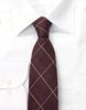 Michiko London Brand Made In Silk Jacquard Windowpane Check Pattern Necktie, Japan, 100% Weave, (Pattern A Wine)