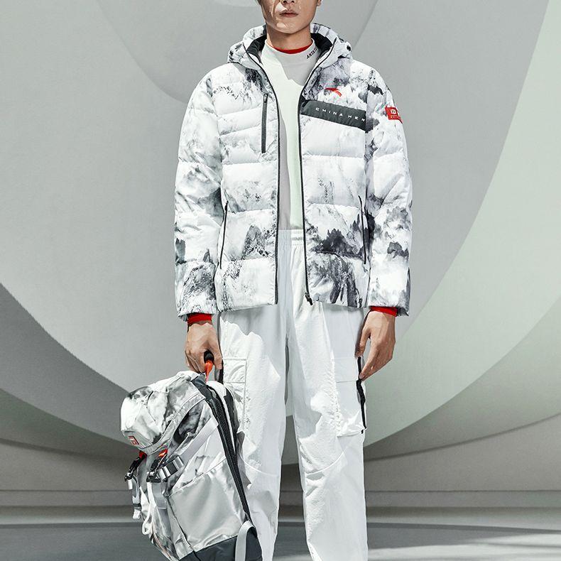 Anta Training Series Full Print Logo And Letter Print Short Down Jacket Men Outerwear Multicolor 152247917-2