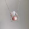 Fashion Pink Pearl Crab Shape Pendant Necklace for Women Party Dress Up Charms Elegance Woman Dangle Choker Jewelry Gifts