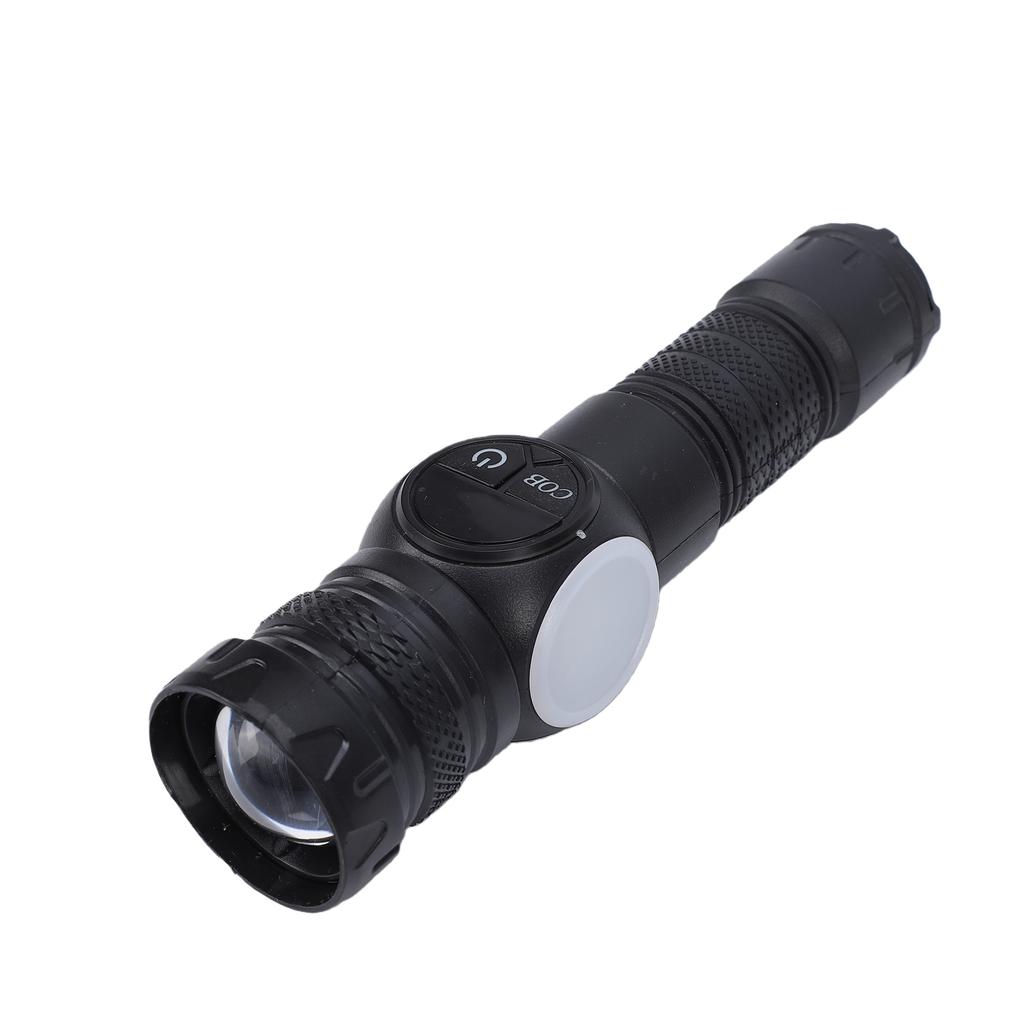 Rechargeable Flashlight High Luminous Flux Daul Light Source Telescopic Zoom Flashlight with Magnetic Base for Camping