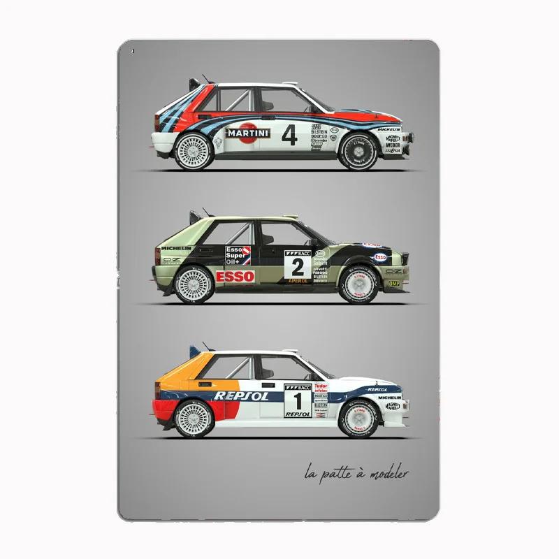 Lancia Classic Sports Quattro S1Rally Car Blueprints Metal Plaque Poster Club Home Bedroom Bar Tin Sign Room Decor Wall Decor
