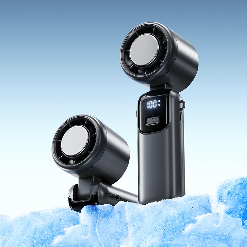 Xiaomi 2026 New Semiconductor Refrigeration Handheld Electric Fan High-speed Violent Turbo Fan Folding Neck Hanging Ice Pack Small Fan