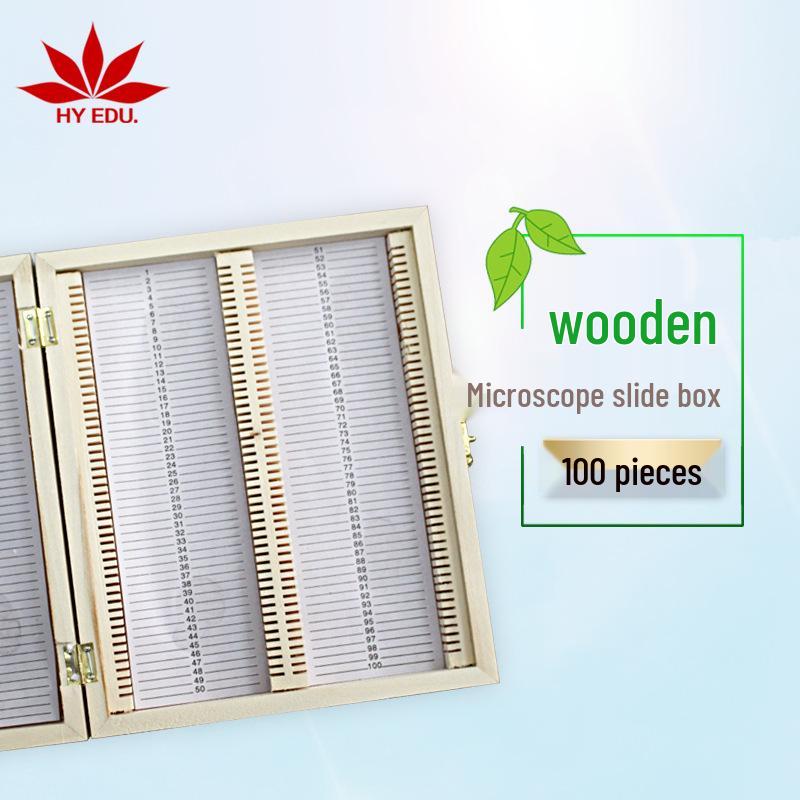 Wooden Microscope Slide Storage Box - Holds 50/100 Slides, Durable and Aesthetic