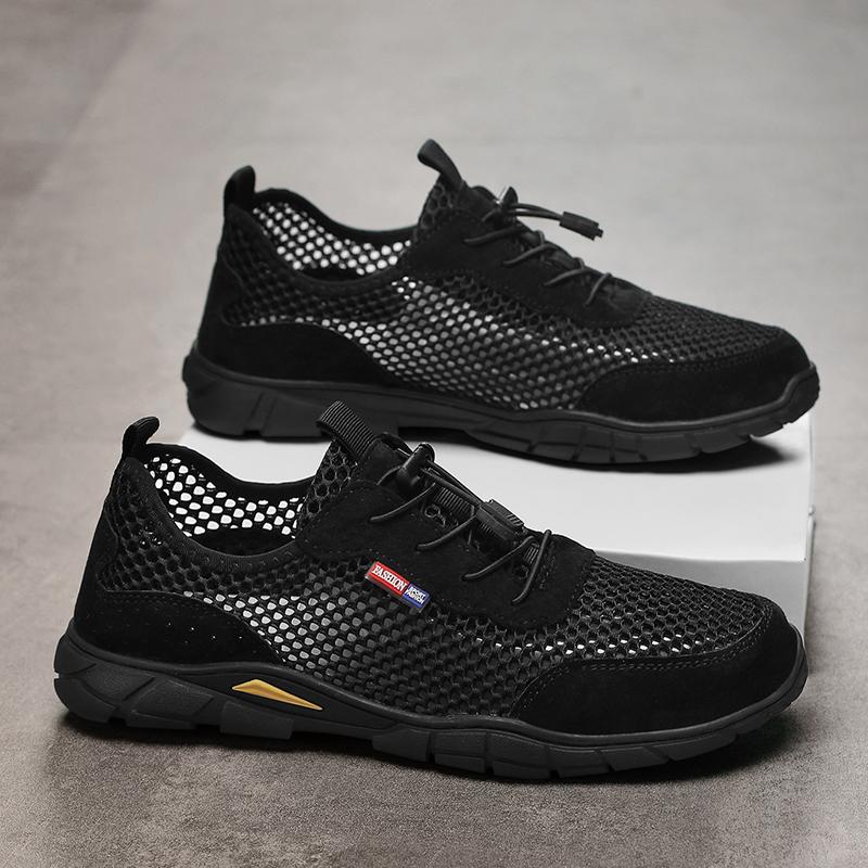 FashionBreathable Mens Mesh Footwear Handmade Office Man Formal Shoes Wedding Party Dress Shoes Breath Summer Driving Footwear Sneakers