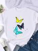 Short Sleeve T-Shirts Women Tee Print Summer Cartoon Butterfly Trend Cute Shirt Female Graphic T Top T-Shirt Fashion Clothing