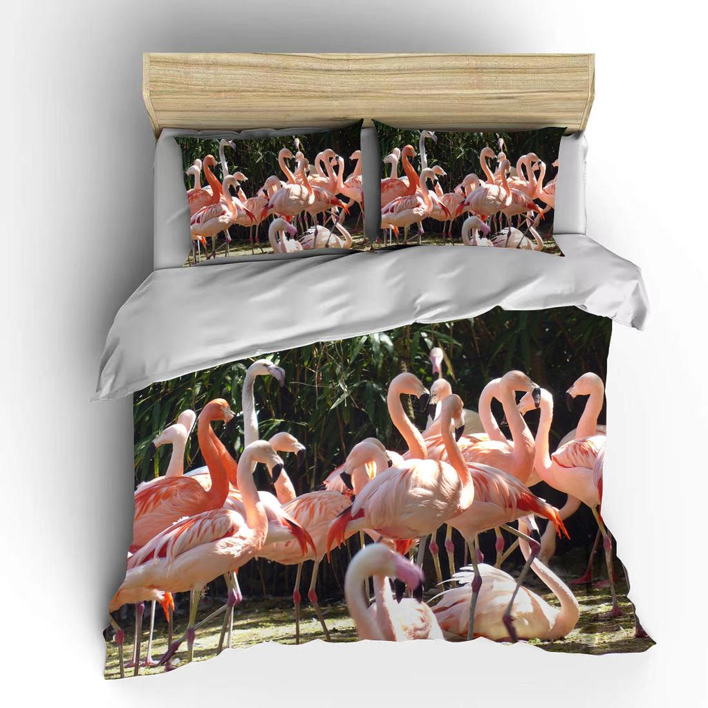 Flamingo cartoon cute bear kawaii Christmas gift king size double bed bedding set microfiber or polyester duvet cover set