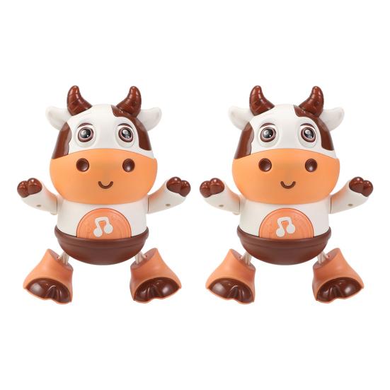 1/2Pcs Kids Electric Cow Toy with LED Light Music Singing Dancing Cartoon Dairy Cattle Toy Toddlers Interactive
