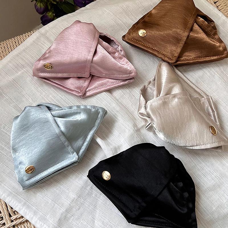 1Pc Gilt Satin Shell Golden Label Grab Clip Solid Color Fabric Large Shark Clip Premium Sense Commuter Hair Clip