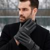 Keep Warm Men Leather Mittens Multifunction Driving Gloves Gift Winter Ski Gloves  Cycling