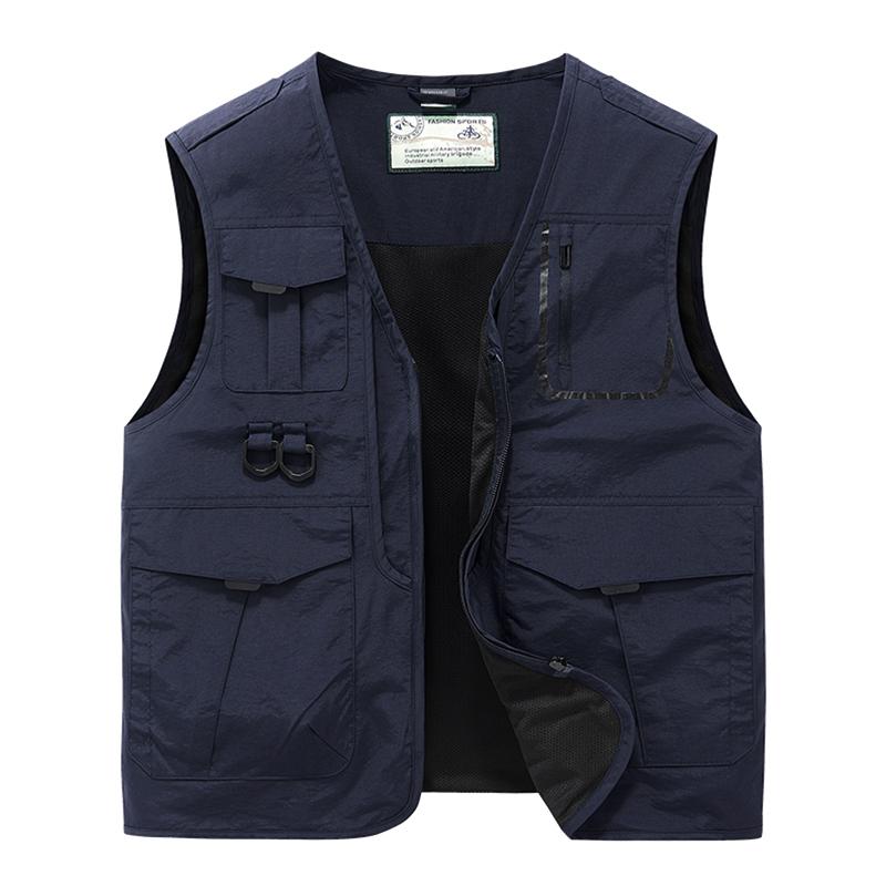 New Men's High-quality Multi Pocket Quick Drying Lightweight Vest, Outdoor Hiking Vest,casual Versatile Oversized Fishing Jacket