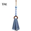 Decorative Wood Bead Towel Hanger Beaded Hanger, Bohemian Wall Mounted Ring Hand Pastoral Style Organizer Holder, Hemp Rope Storage Rack for Bathroom