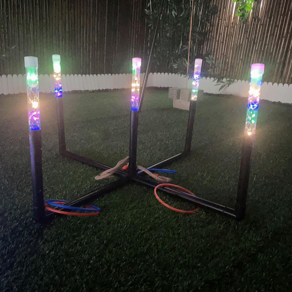 Ringwurfspiel für Kinder LED Ringwurfspiel Leuchtet im Dunkeln Outdoor Hofspiele mit Wurfringen & Tragetasche für Familienfeiern