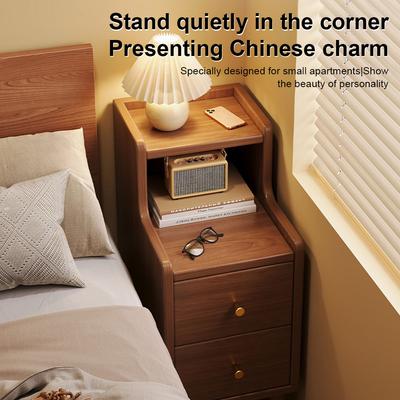 Comodino Ultra-Stretto con 2 Cassetti Moderno Stretto Comodino Contenitore da Lettiere Piccolo Armadietto per Arredamento Camera da Letto Tavolo da Letto