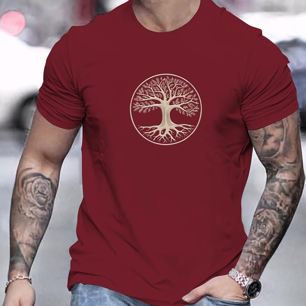 Mens summer fashion casual sports loose pattern printed sports round neck short sleeved Tshirt top