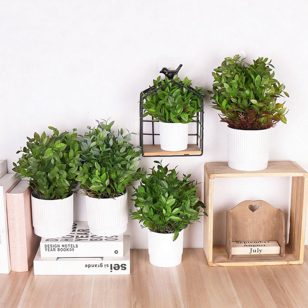 Green Simulation Plant Potted Green Grass Lifelike Grass Flowerpotted Desktop Ornament Windowsill