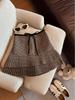 Gray Polka Dot Wool Blend A-Line Short Skirt for Women - Hip-Hugging, High-Waisted, Miu Style, Perfect for Autumn/Winter, Ideal with Boots.