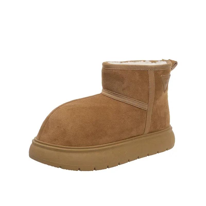 Fashion 2025 Platform Boots Women's Snow Boots Classic Thickened Fluff Leather Warm Ankle Boots Women Winter Ladies Shoes Chunky Botas